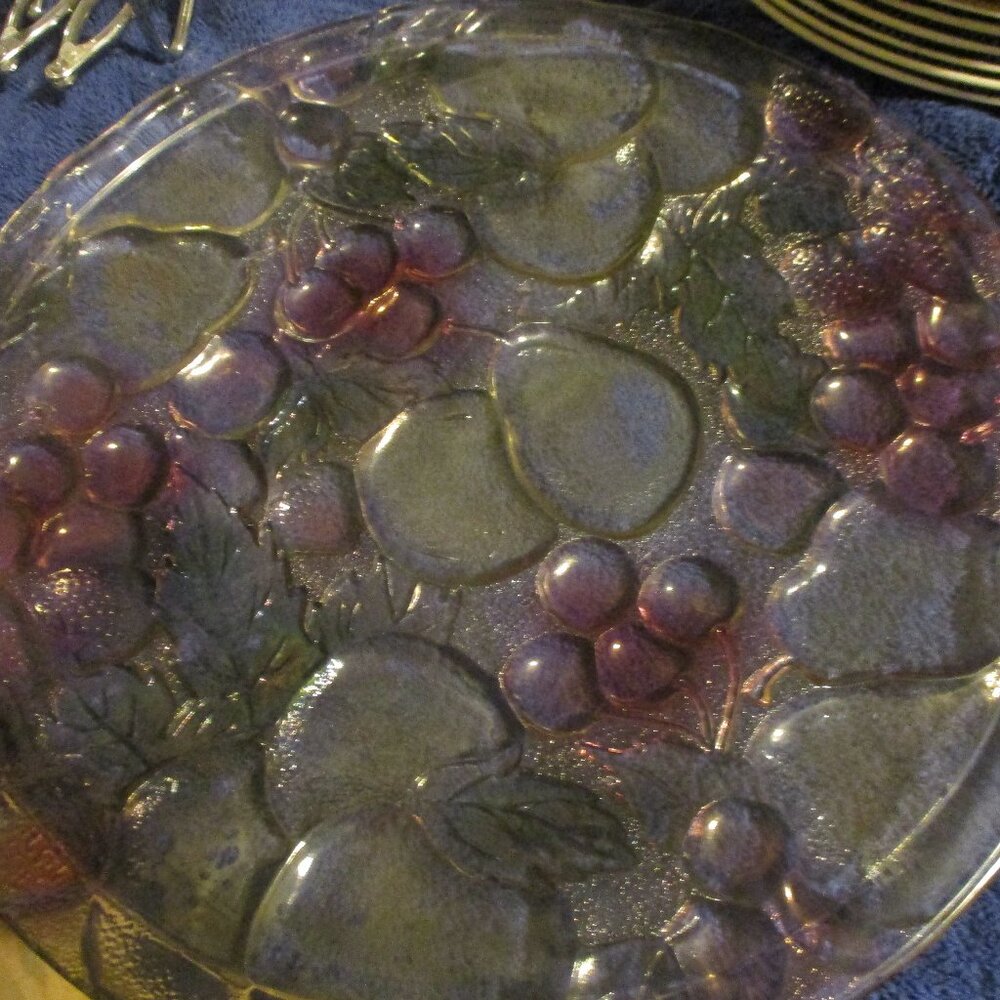 Glass Round Multicolor Fruit/Vegetable Tray/Platter